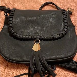 Big Buddha Black Crossbody Bag w/ Tassel